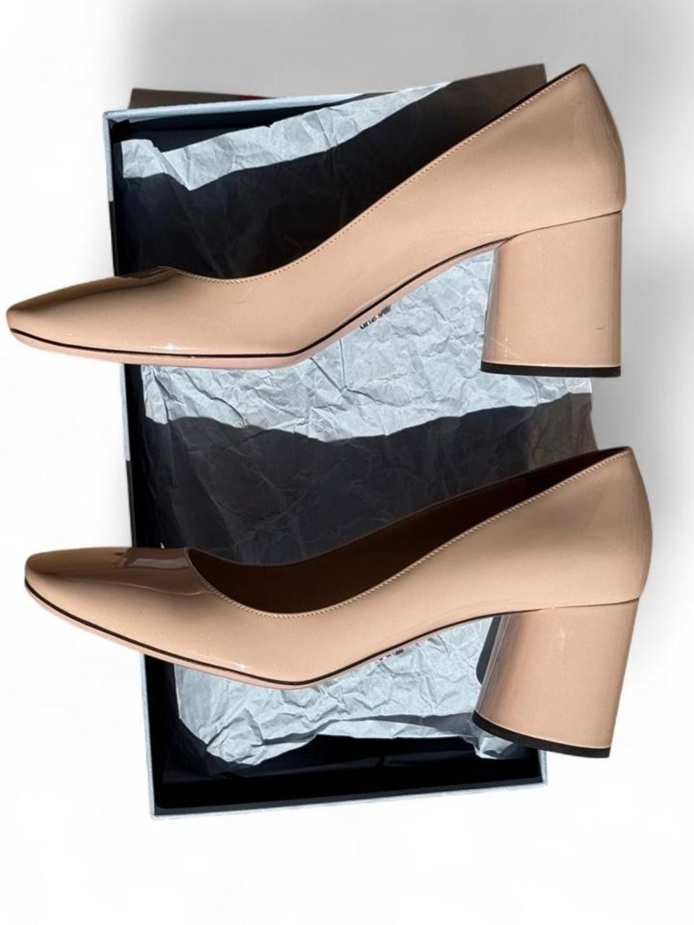 Prada Nude Patent Leather Block Heel Pumps 38.5, US 7.5 - Picture 3 of 8